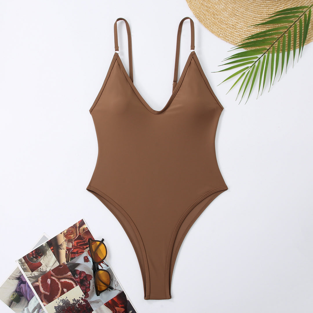 Damen Designer Badeanzug mit elegantem V-Ausschnitt Drune