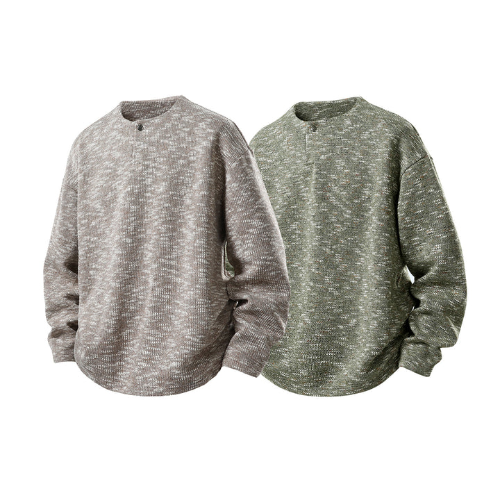 Herren Oversize-Strickpullover im Melange-Look mit Rundhalsausschnitt und gerippten Bündchen Drune