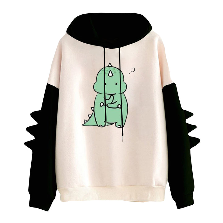 Damen nan Kapuzenpullover mit niedlichem Dinosaurier-Print und dreidimensionalen Ärmeldetails Drune