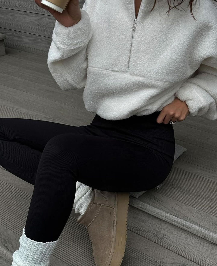Drune | Sherpa Halb Reißverschluss Stehkragen Sweatshirt