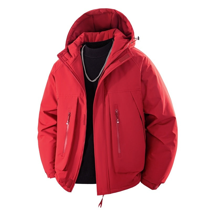 Herren Wattierte Kapuzen-Outdoorjacke mit wasserabweisender Membran und technischen Reißverschlusstaschen Drune