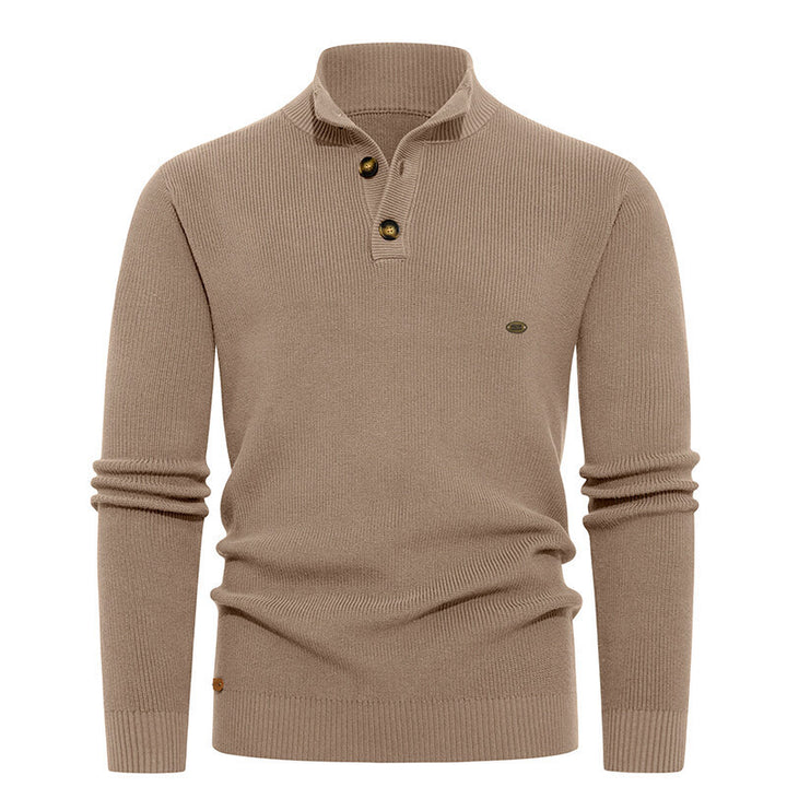 Herren Strickpullover mit Knopfdetails und modernem Stehkragen Drune