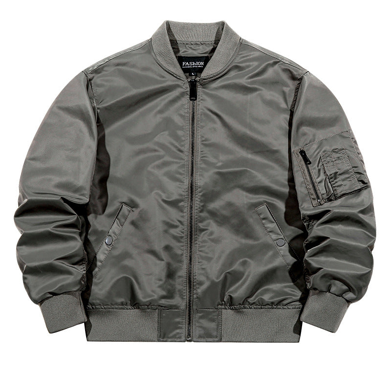 Men's  matte-shell insulated bomber jacket with reinforced sleeve zip pocket and snap-flap hand pockets Drune