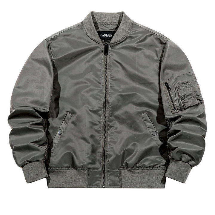 Men's  matte-shell insulated bomber jacket with reinforced sleeve zip pocket and snap-flap hand pockets Drune