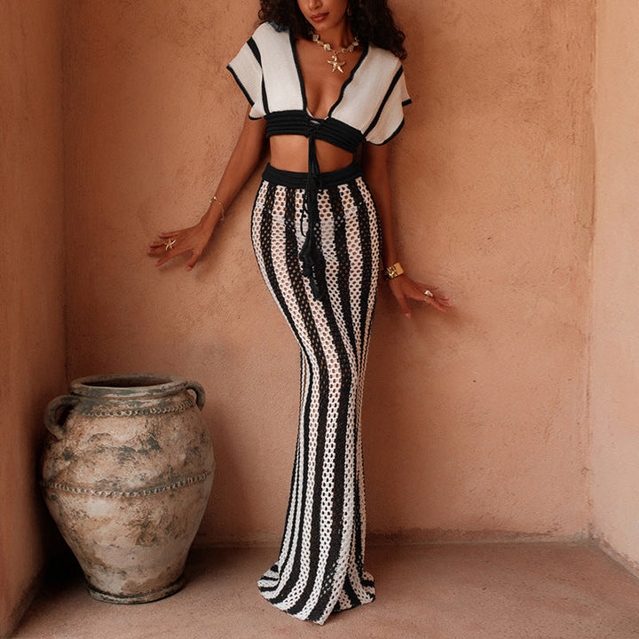 Damen Crop-Top und eleganter Palazzo-Hose Set Drune