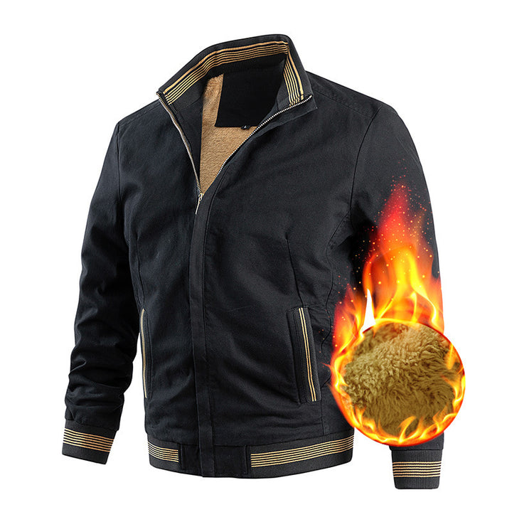 Herren Thermo-Canvas-Blouson mit weichem Teddyfutter und hochschließendem Stehkragen Drune