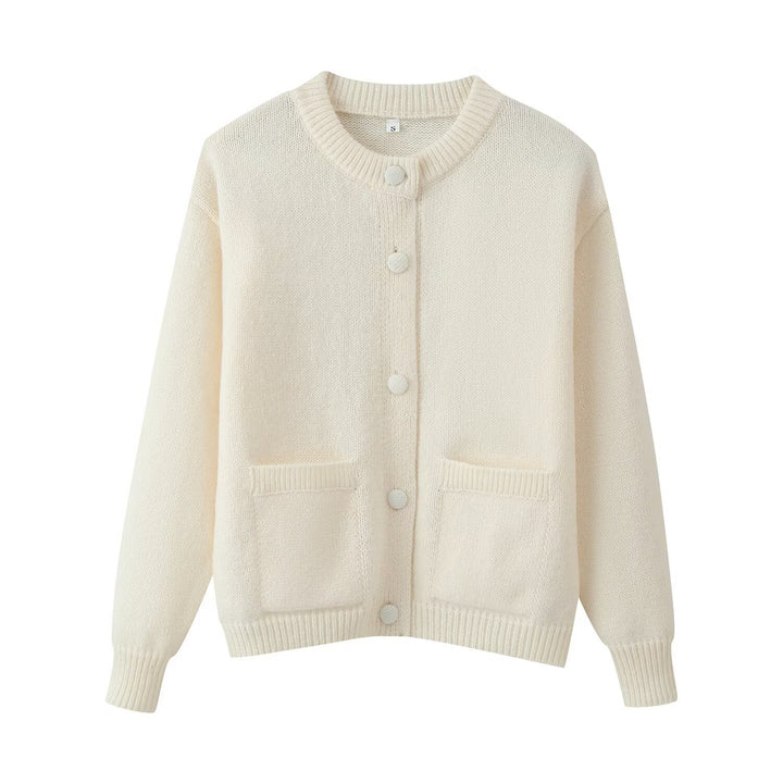 Damen Feinstrick‑Cardigan mit Rundhals, aufgesetzten Taschen und kastiger Silhouette Drune