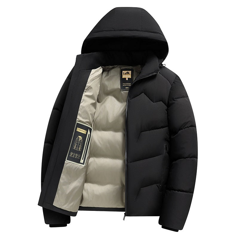 Herren Kurz geschnittene isolierte Steppjacke mit Kapuze, Windschutzblende & technischer Innenfütterung Drune
