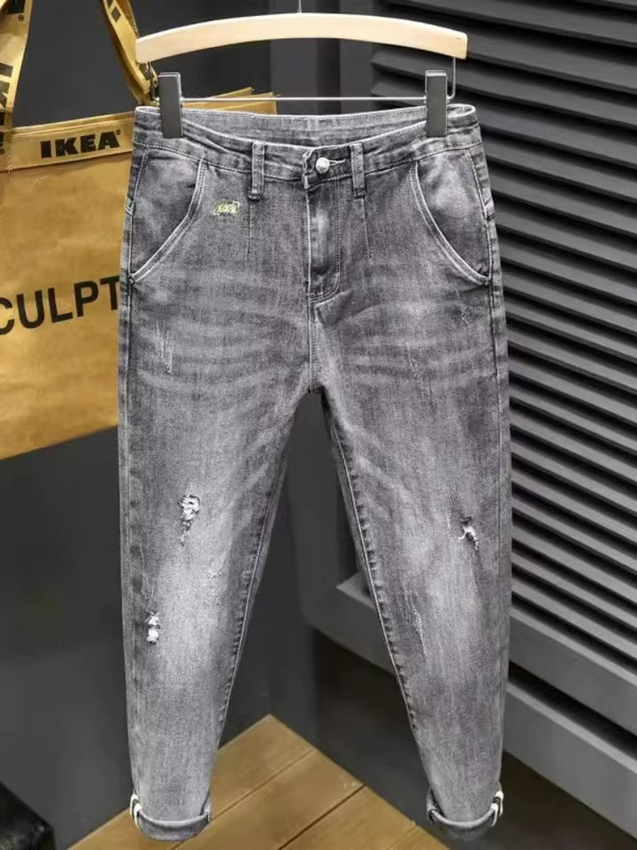 Herren lässige Jeans mit modernen Used-Effekten und konisch zulaufendem Bein Drune