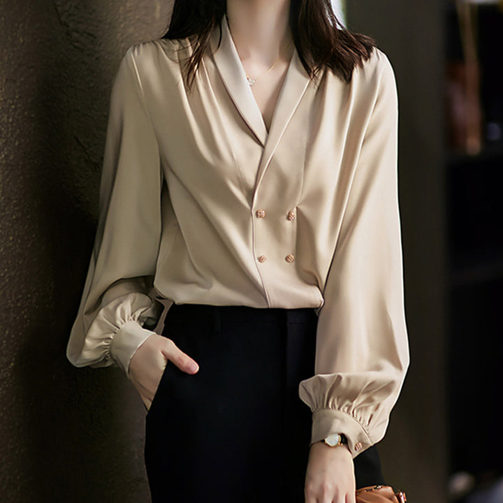 Damen Elegante Oversized-Bluse mit Drapierung Drune