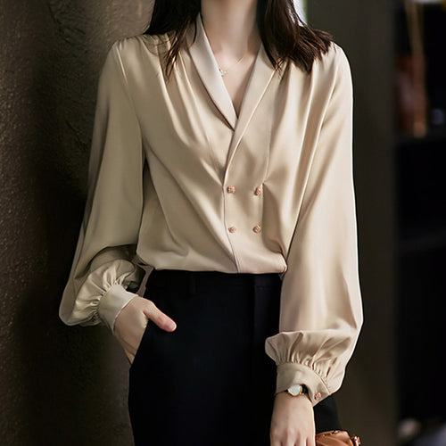 Damen Elegante Oversized-Bluse mit Drapierung Drune