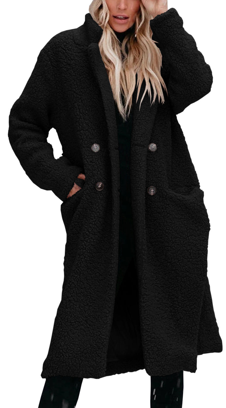 Damen Modischer Teddy-Mantel mit Knöpfen Drune