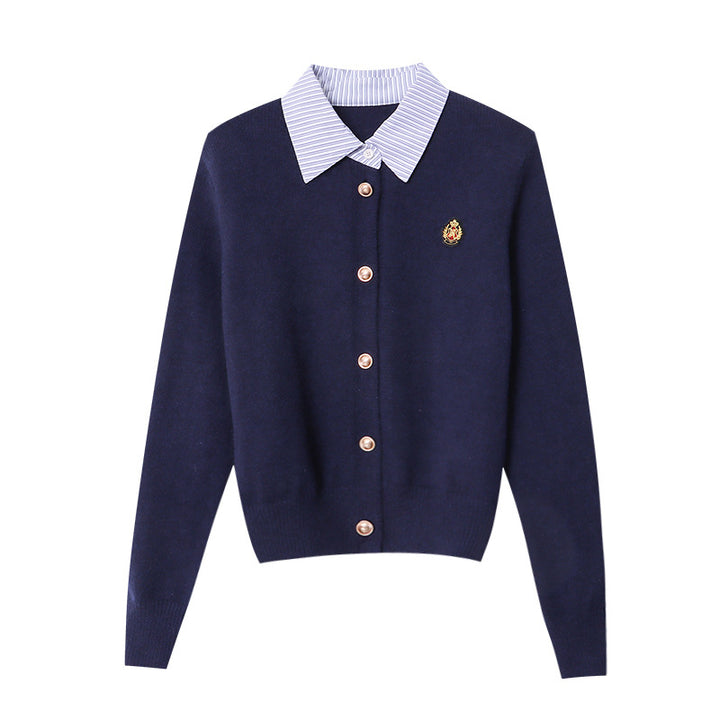 Damen stylischer Cardigan mit Kragen und Knopfdetails Drune