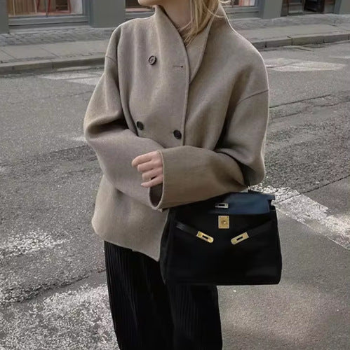 Damen Oversized Wolljacke im modernen Stil Drune