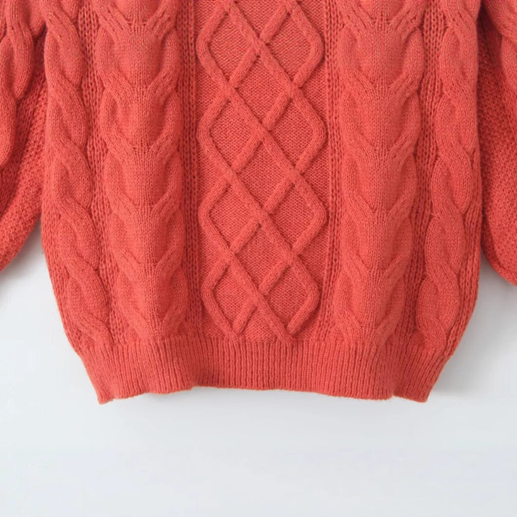 Damen Luxus gestrickter Pullover mit Zopfmuster Drune