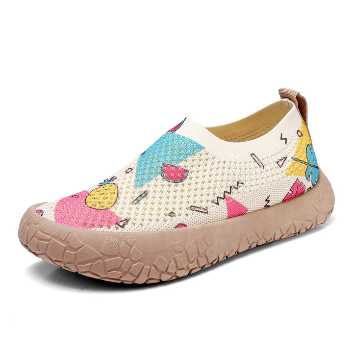 Damen Slip-On Freizeit-Schuhe mit Blumenmuster und rutschfester Sohle Drune