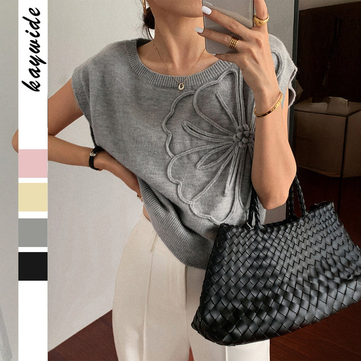Damen Strickoberteil mit floralem Reliefdesign Drune