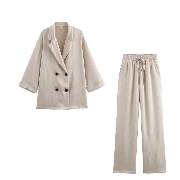 Damen nan plissierte Highwaist Palazzo-Hose mit elastischem Bund, Kordelzug und Seitentaschen Drune
