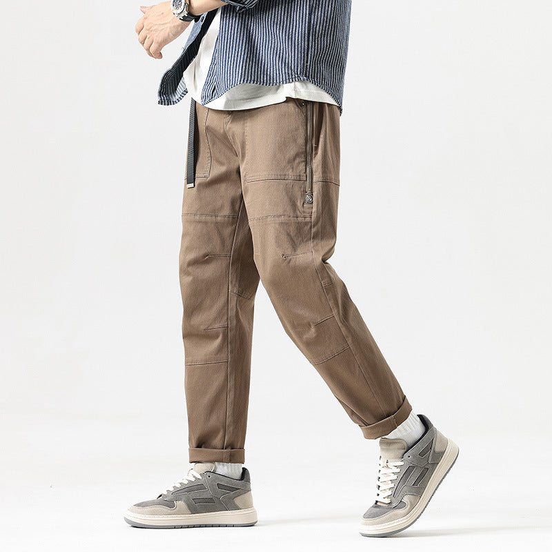 Herren Tapered Utility-Cargohose mit integriertem Webgurt, Kniepaneelen und Reißverschlusstaschen Drune