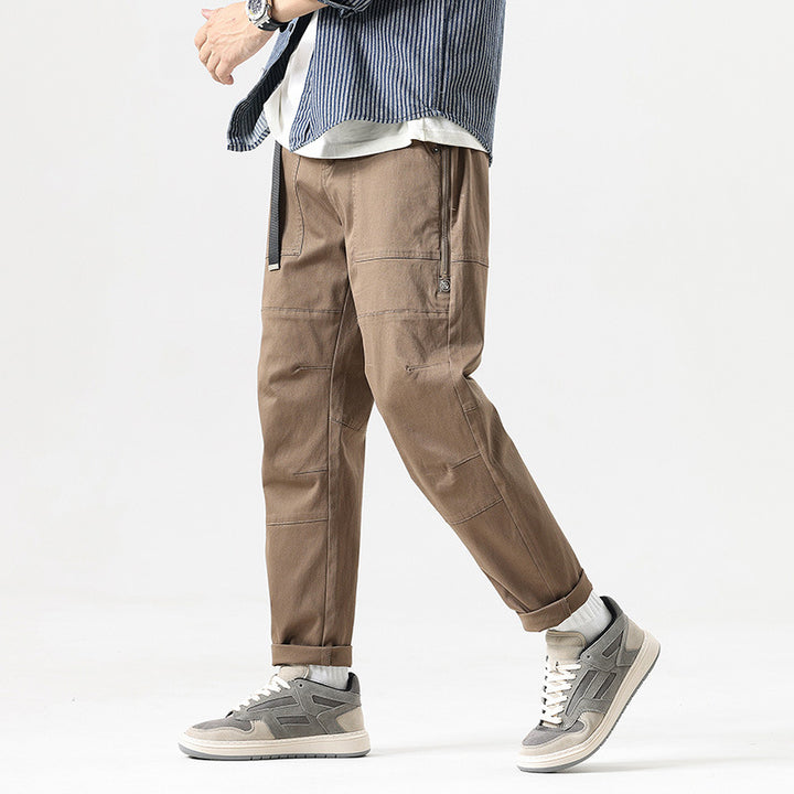 Herren Tapered Utility-Cargohose mit integriertem Webgurt, Kniepaneelen und Reißverschlusstaschen Drune