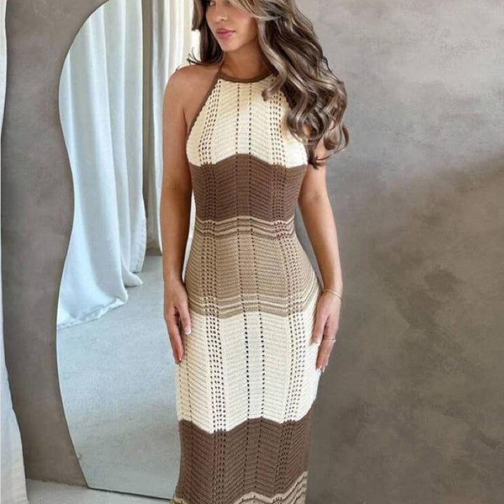Damen figurbetontes Häkelkleid mit modernem Muster Drune