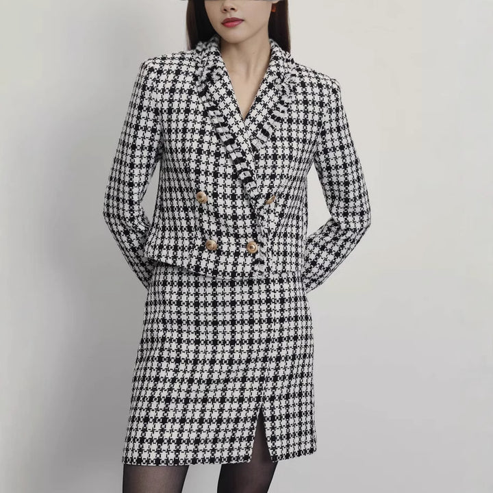 Damen Doppeltfältiger Blazer mit integriertem Rock Drune