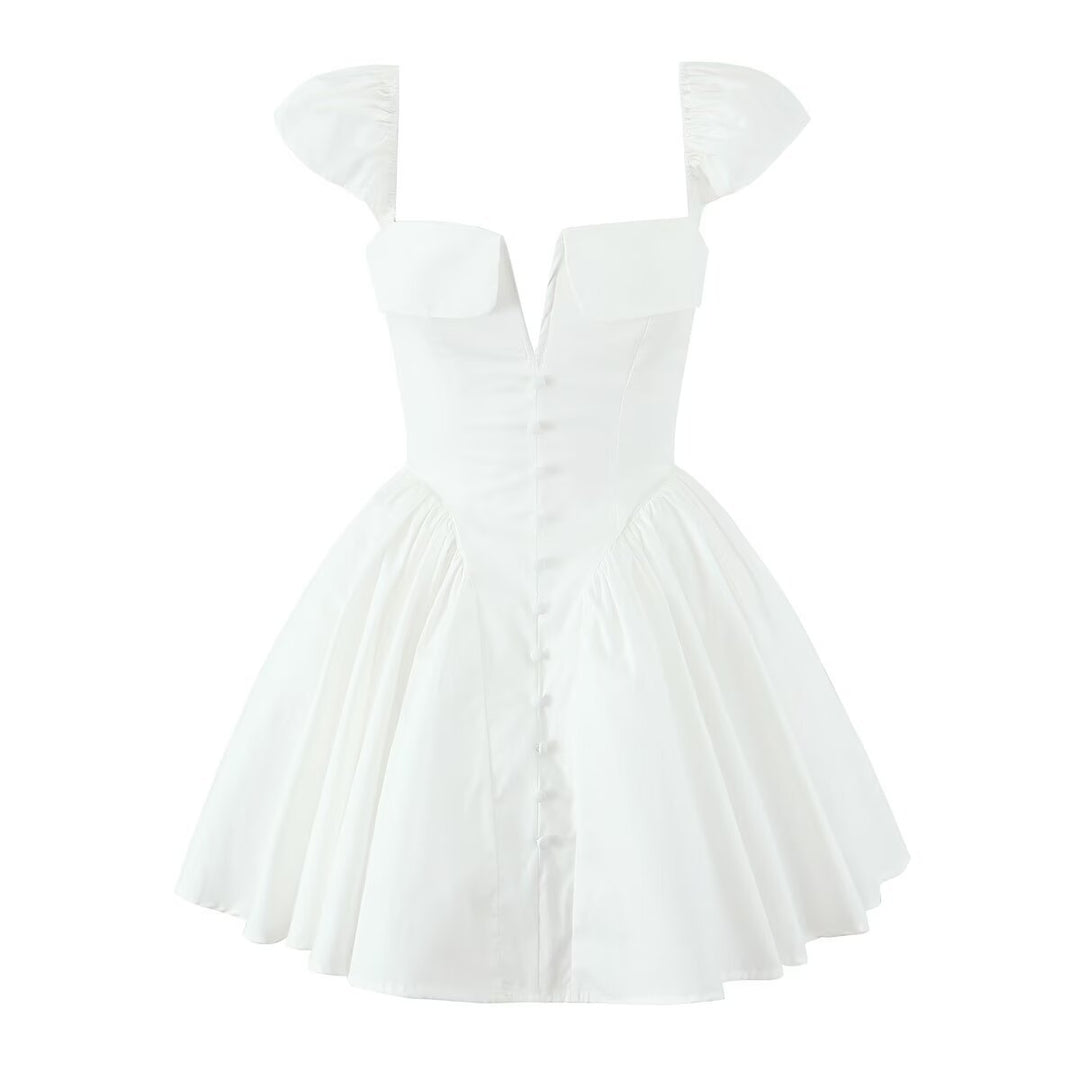 Damen verspielt geschnittenes Cortikleid mit voluminösen Puffärmeln Drune