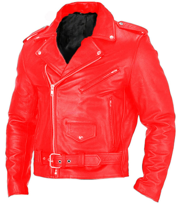 Herren Bikerjacke aus Leder mit asymmetrischem Reißverschluss Drune