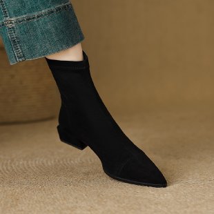 Damen Elegante spitze Stiefeletten mit flexiblem Schaft Drune