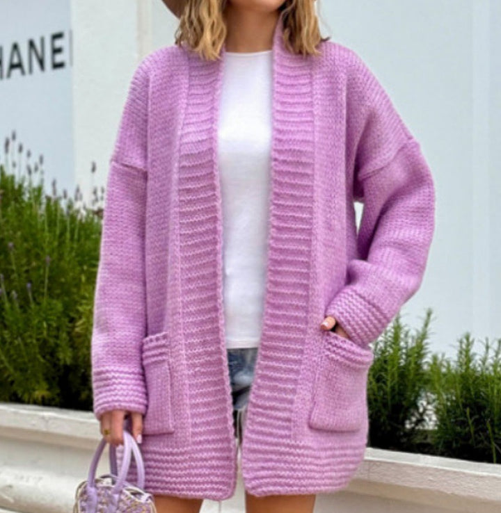 Damen lässiger Strickcardigan mit praktischen Taschen und offenem Schnitt Drune