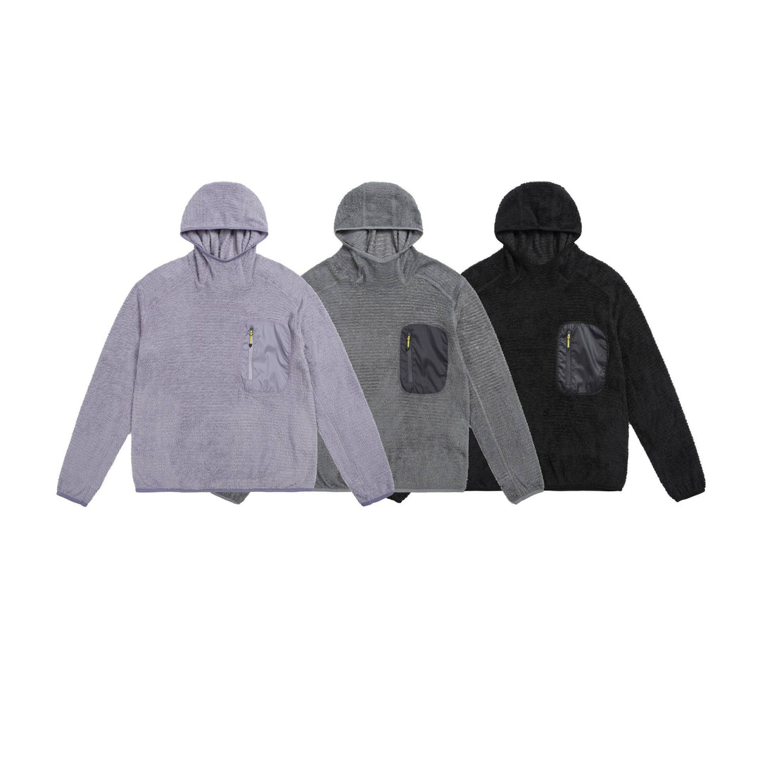 Unisex kuscheliger Kapuzen-Fleecepullover mit Brust-Reißverschlusstasche und elastischem Saum Drune