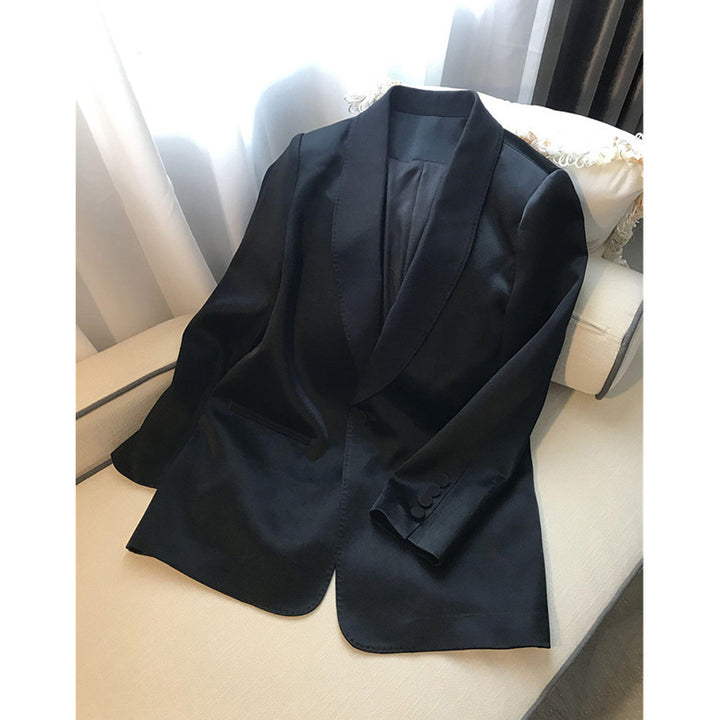 Damen Eleganter Blazer mit schickem Muster und hohem Kragen Drune