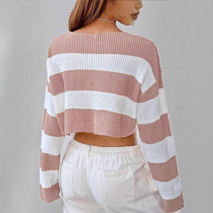 Damen Gemusterter Crop-Pullover Drune