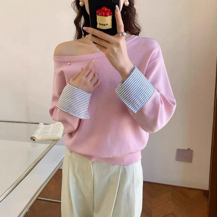 Damen lässiger Pullover mit abnehmbarem Innenarm Drune