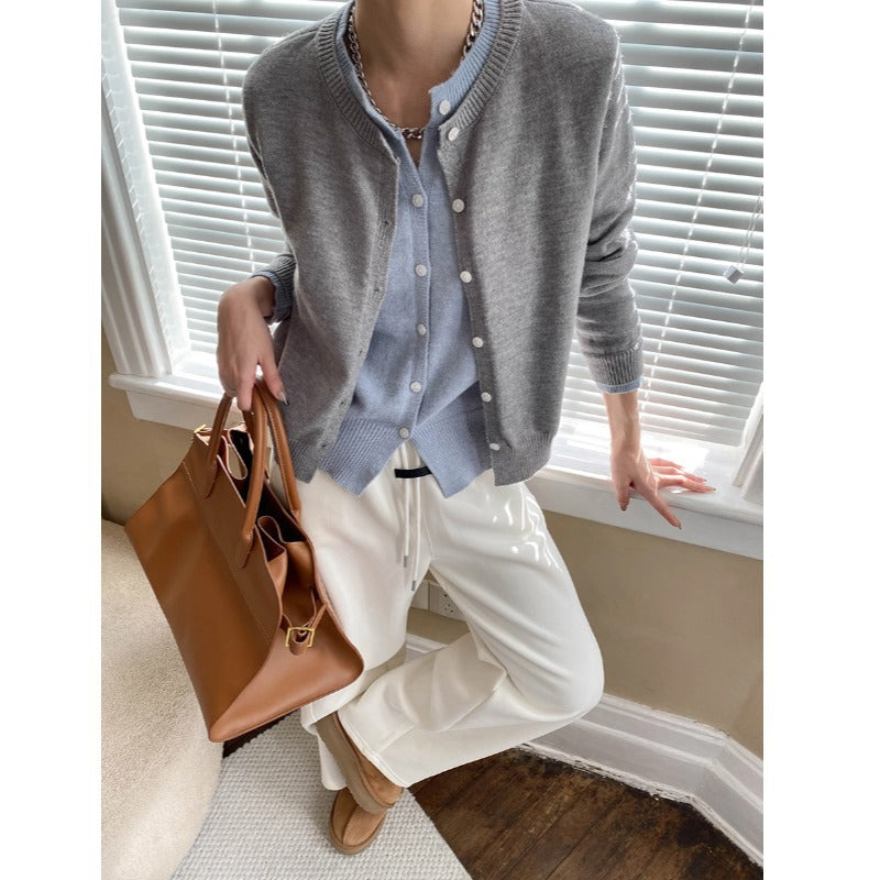 Damen klassischer Strickcardigan mit eleganten Knopfdetails Drune