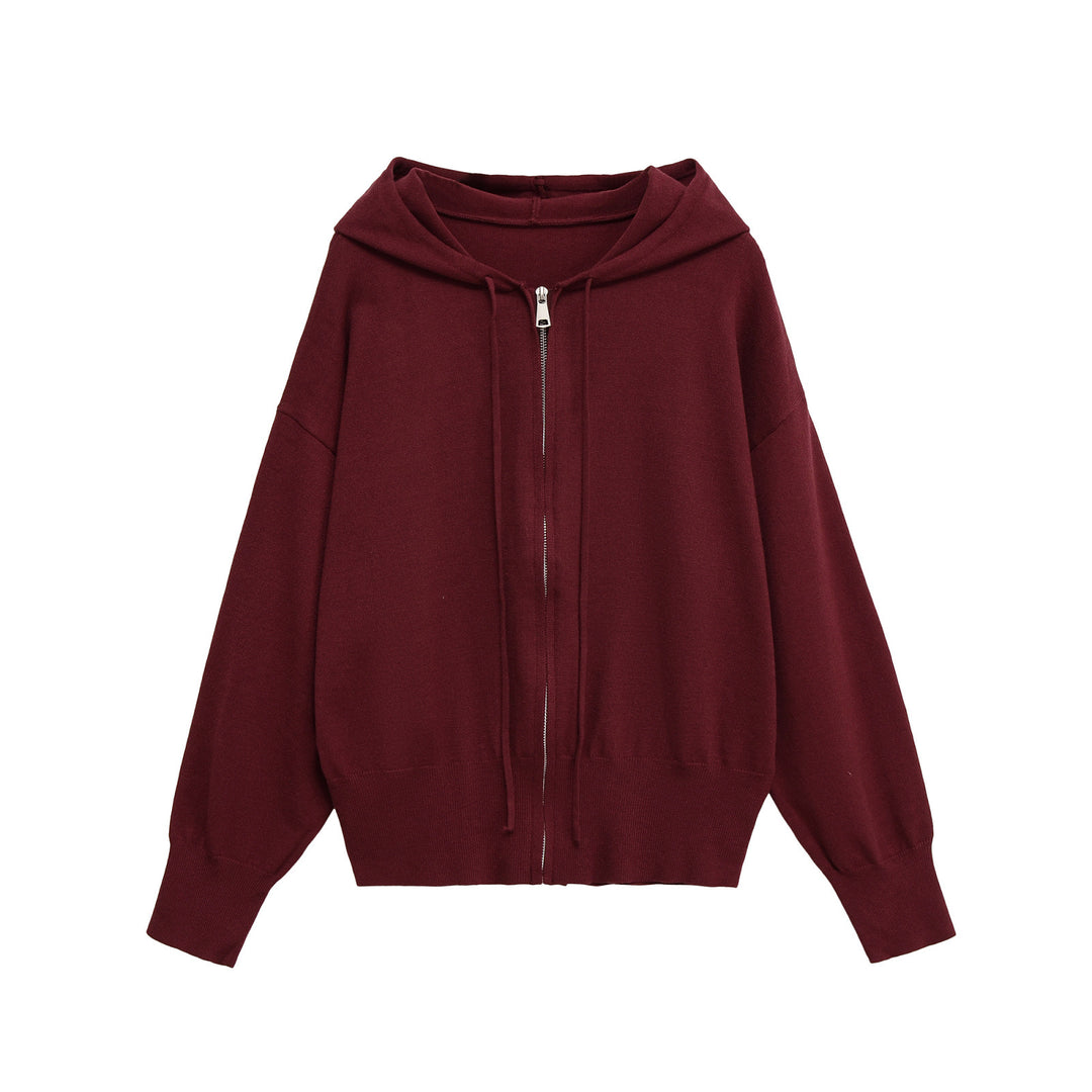 Damen lässige Kapuzenjacke mit Reißverschluss Drune