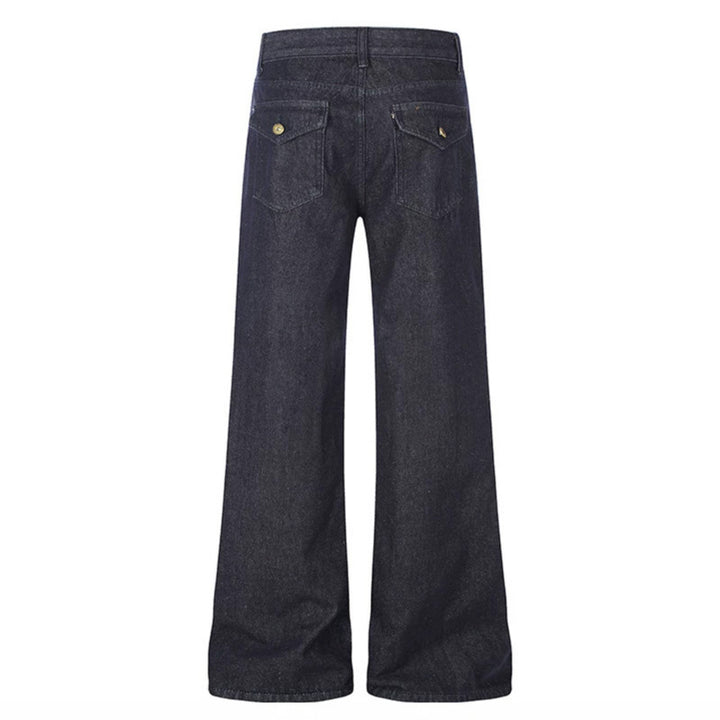 Damen Weite Denim‑Palazzo‑Jeans mit hohem Bund und Zier‑Reißverschlusstaschen Drune
