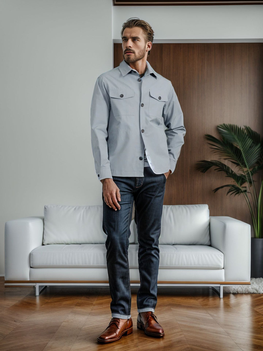 Herren lässige Utility-Jacke mit praktischen Klappentaschen und modernem Schnitt Drune
