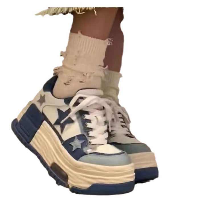 Damen Plateau Sneaker mit Stern-Design Drune
