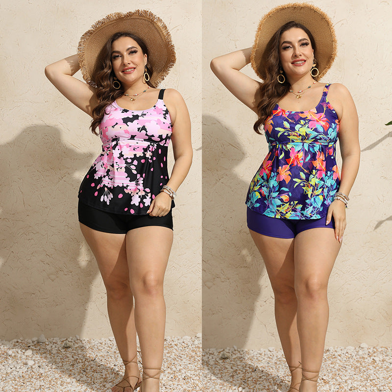 Damen Tankini-Set mit blumigem Oberteil und bequemen Shorts Drune