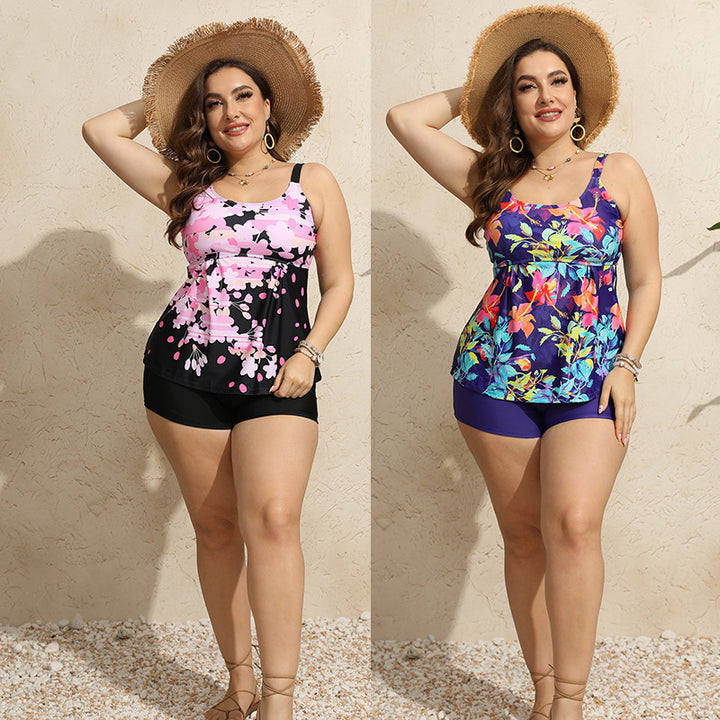 Damen Tankini-Set mit blumigem Oberteil und bequemen Shorts Drune
