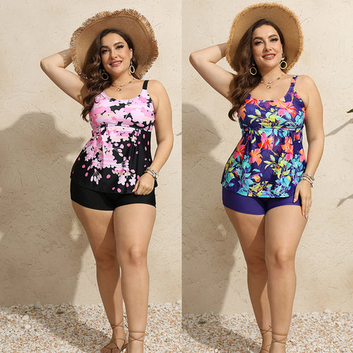 Damen Tankini-Set mit blumigem Oberteil und bequemen Shorts Drune