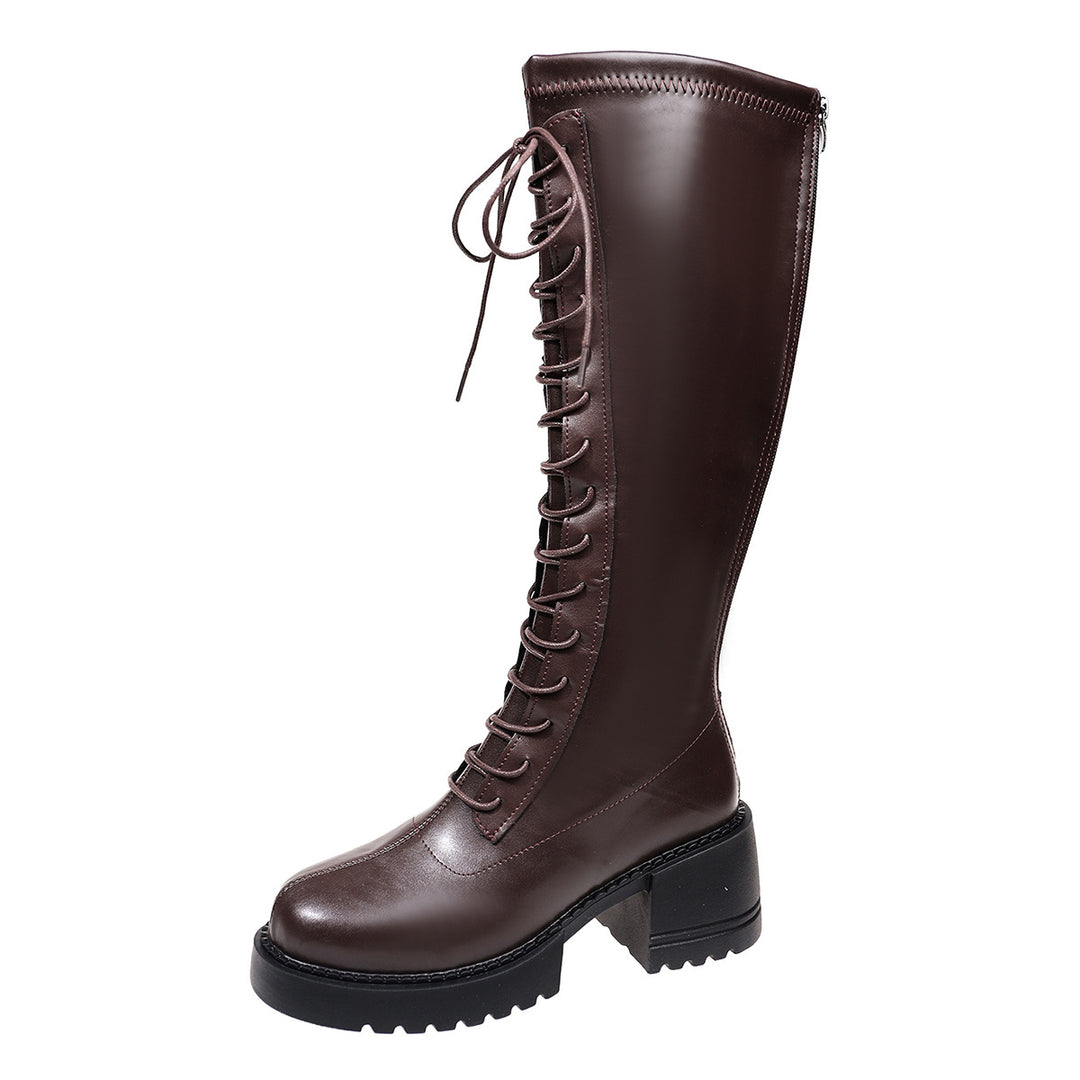 Damen Hohe Schnür-Stiefel Drune