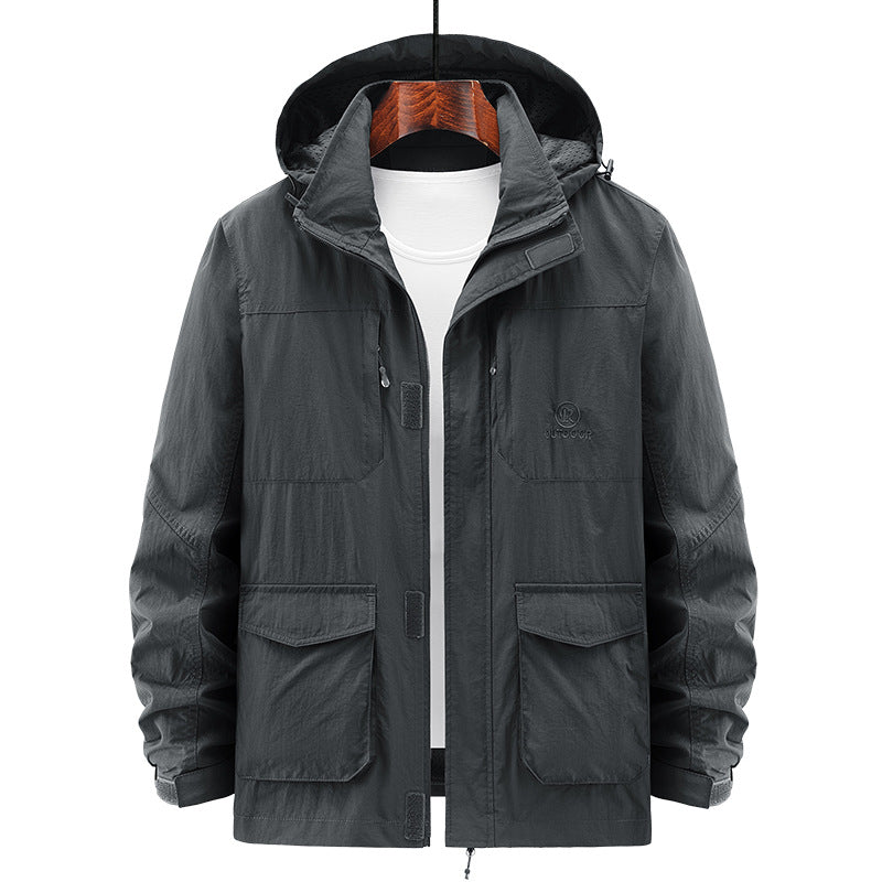 Herren Leichte Utility-Jacke mit Kapuze Drune