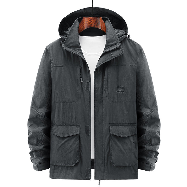 Herren Leichte Utility-Jacke mit Kapuze Drune