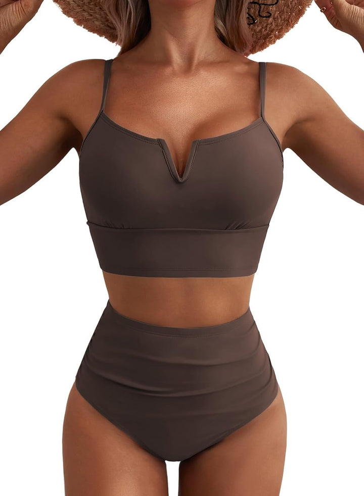 Damen Hochtailliertes Bikini-Set mit modernem V-Ausschnitt und angenehmer Passform Drune