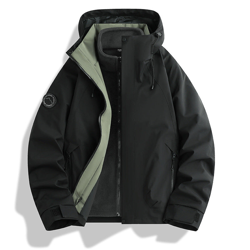 Herren wasserdichte Softshelljacke mit Kapuze und Fleece-Innenfutter Drune