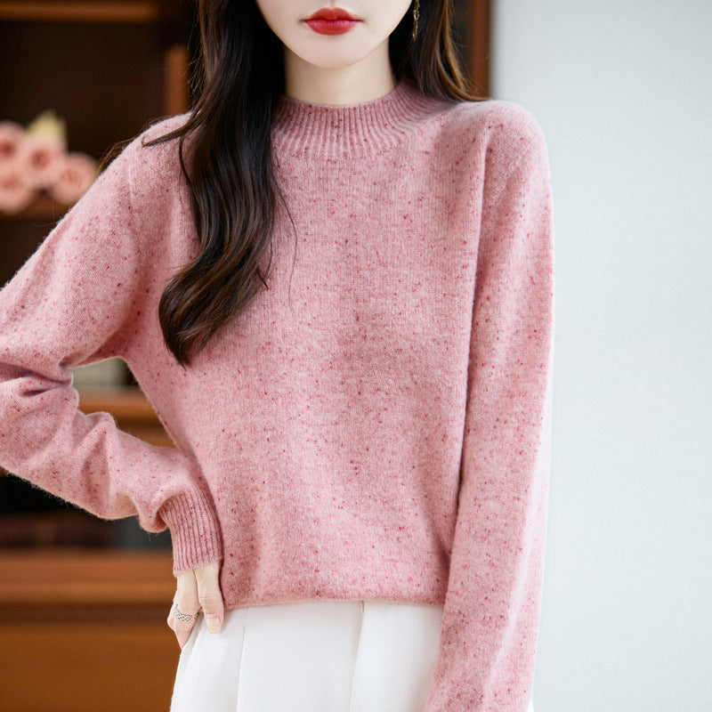 Damen Mélange-Feinstrickpullover mit kurzem Stehkragen und lockerer Silhouette Drune