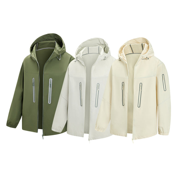Herren Packbare Technical-Softshelljacke mit Kapuze, getapten Reißverschlüssen und Brusttaschen Drune