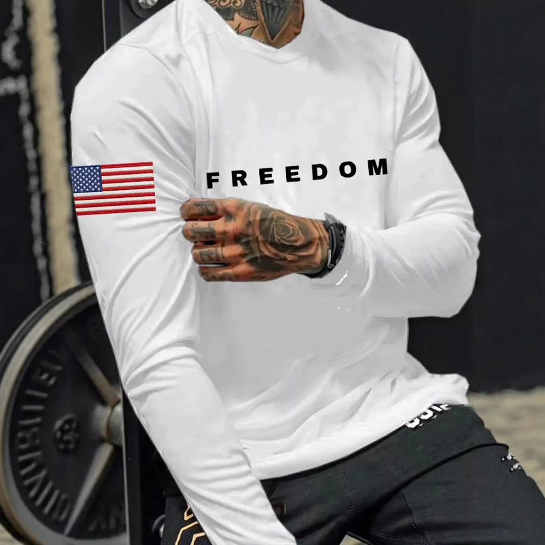 Herren Langarmshirt mit amerikanischem Flaggenmotiv Drune